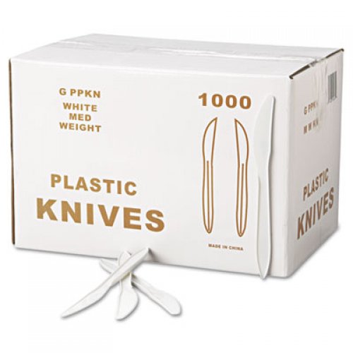 Knife Cutlery Medium Weight White Polypropylene by Lagasse, Inc.  ID GEN-PPKN
